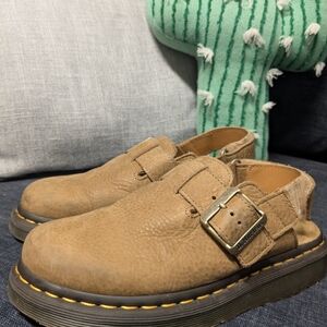 Dr. Martens Brown Leather Buckle Clog
